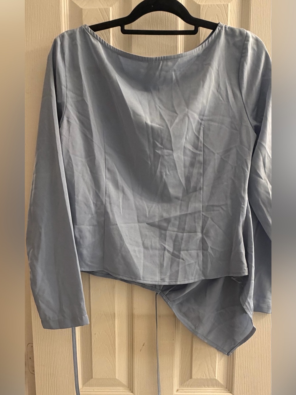 HALARA Light Blue Long Sleeve Asymmetric Hem Top